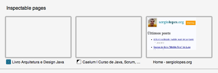 Escolha uma das abas abertas para debugar.