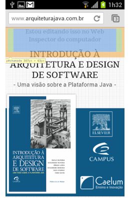 A página no Chrome Mobile sendo alterada em real-time.