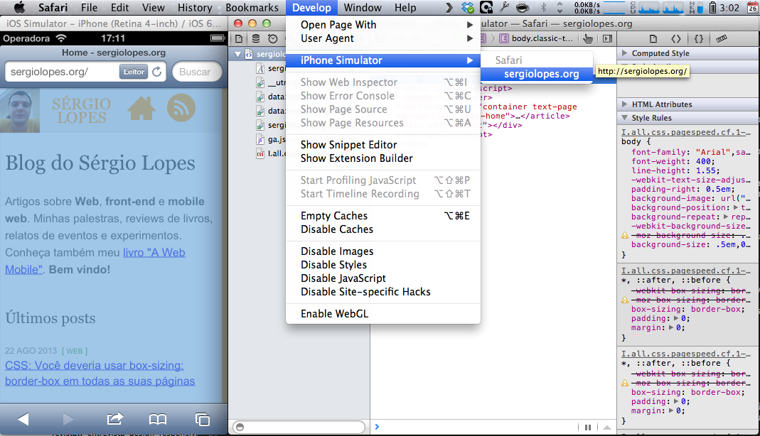 Develop, iPhone Simulator, abas
