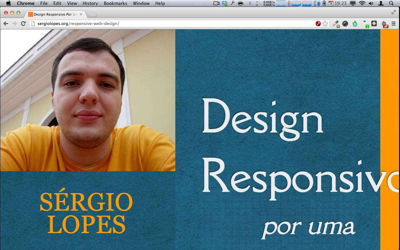 Screenshot do blog com zoom de 200% quebrando o layout